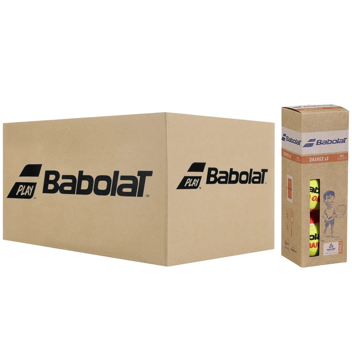 Carton de 24 Tubes de 3 Balles Babolat Orange