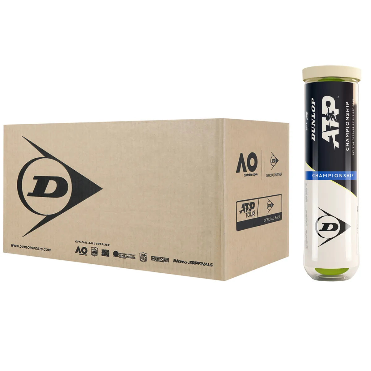 Carton de 18 Tubes de 4 Balles Dunlop Atp Championship