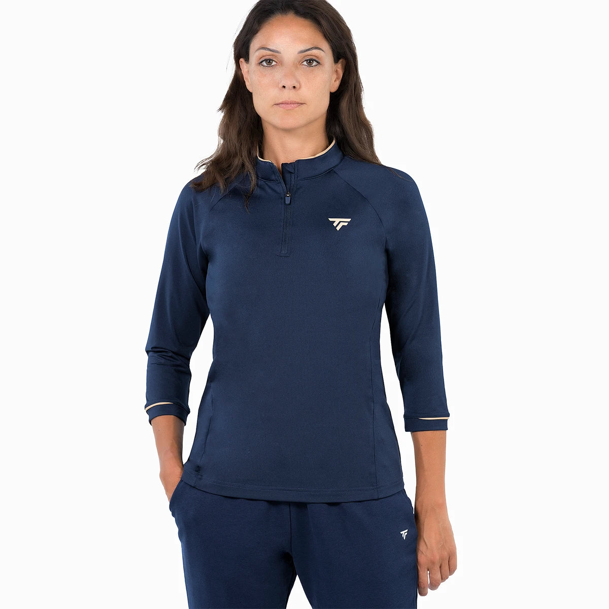 Sweat Tecnifibre Femme Thermo Zip 3/4 Sleeve Marine