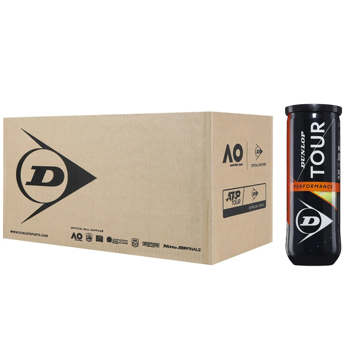 Carton de 24 Tubes de 3 Balles Dunlop Tour Performance