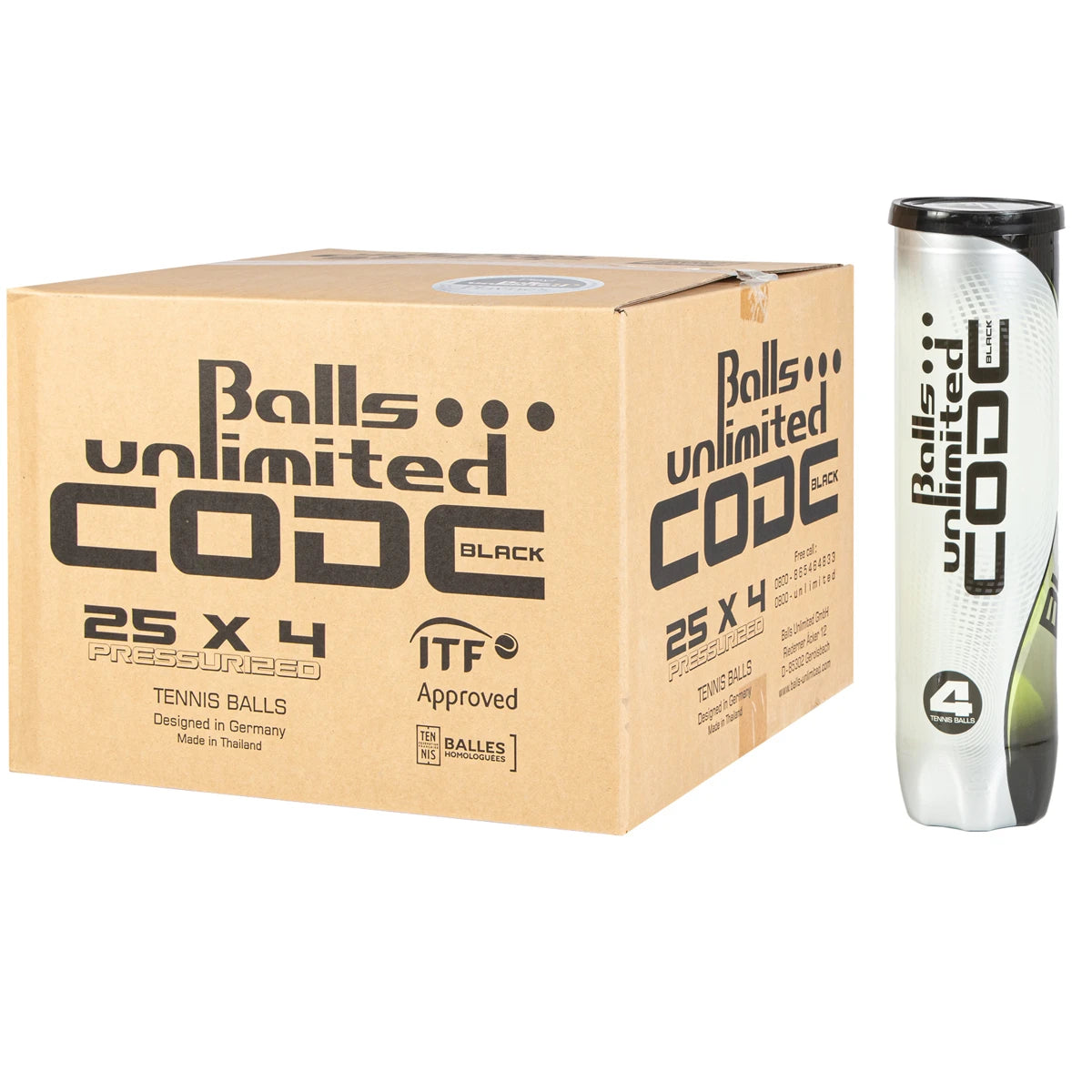 Carton de 25 Tubes de 4 Balles Unlimited Code Black