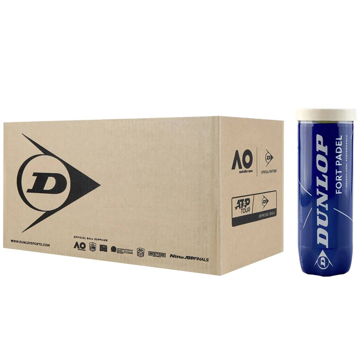 Carton de 24 Tubes de 3 Balles Dunlop Fort Padel