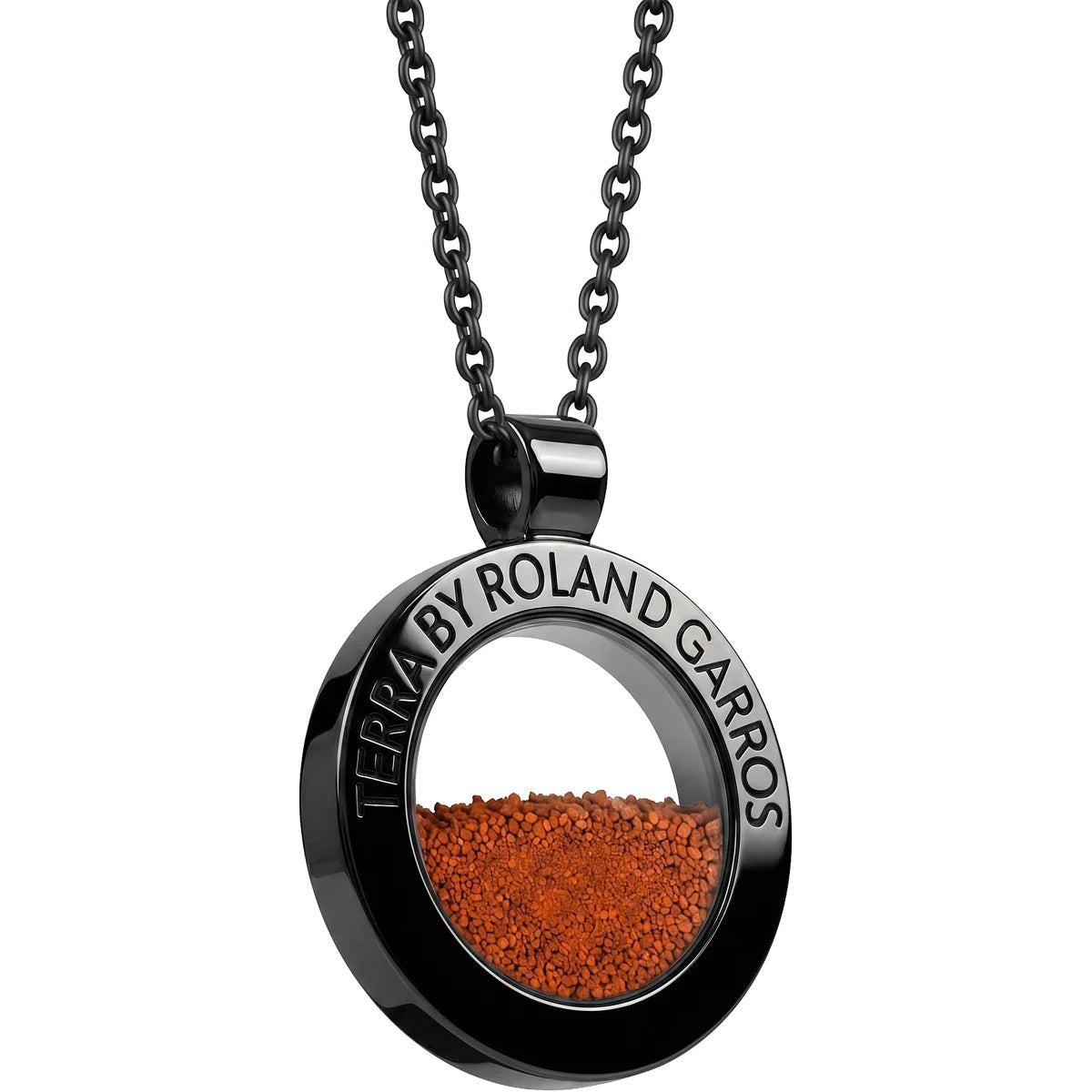 COLLIER ET MEDAILLE TERRA ACCESS ACIER NOIR BRILLANT SANS PIERRE GRAND MODELE