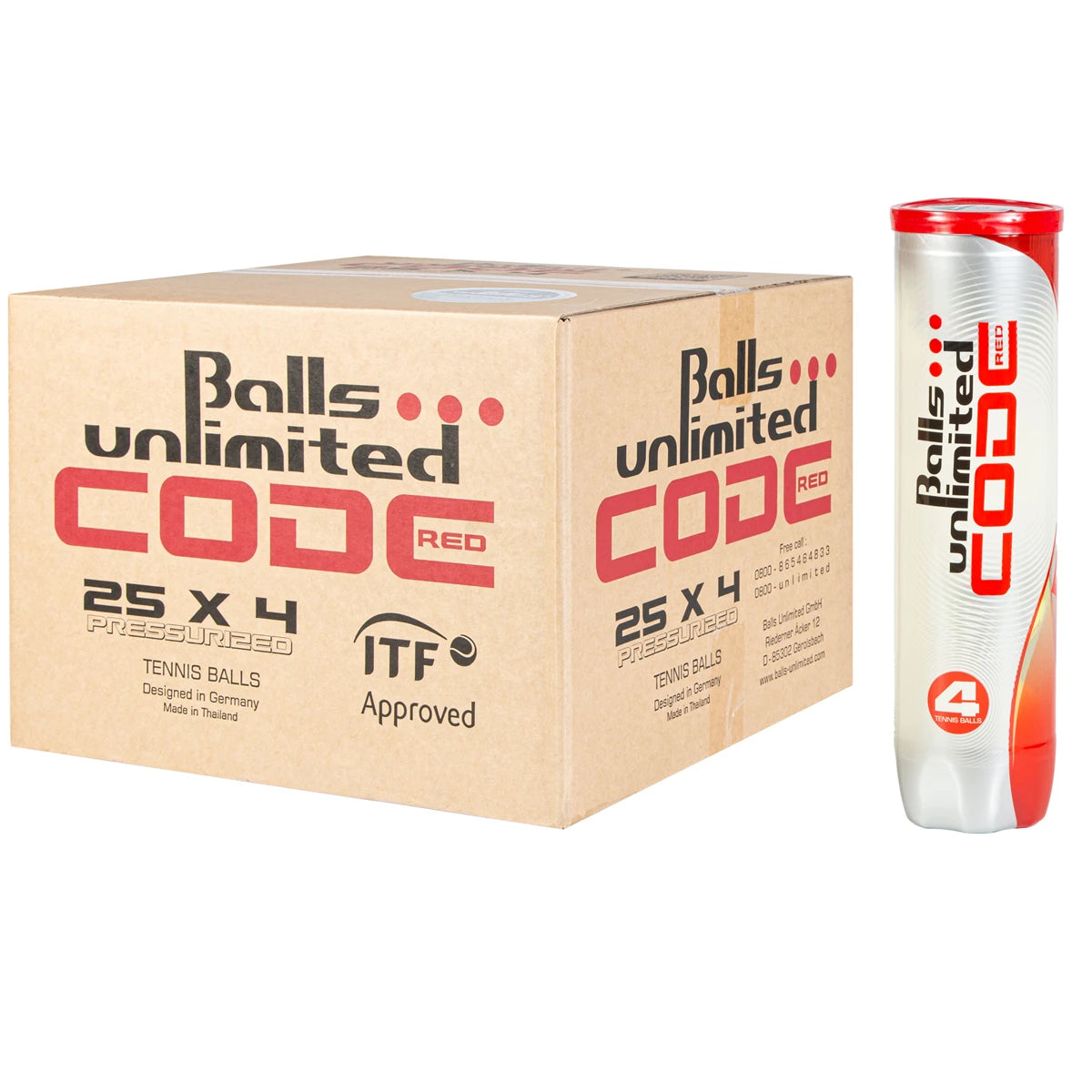 Carton de 25 Tubes de 4 Balles Unlimited Code Red
