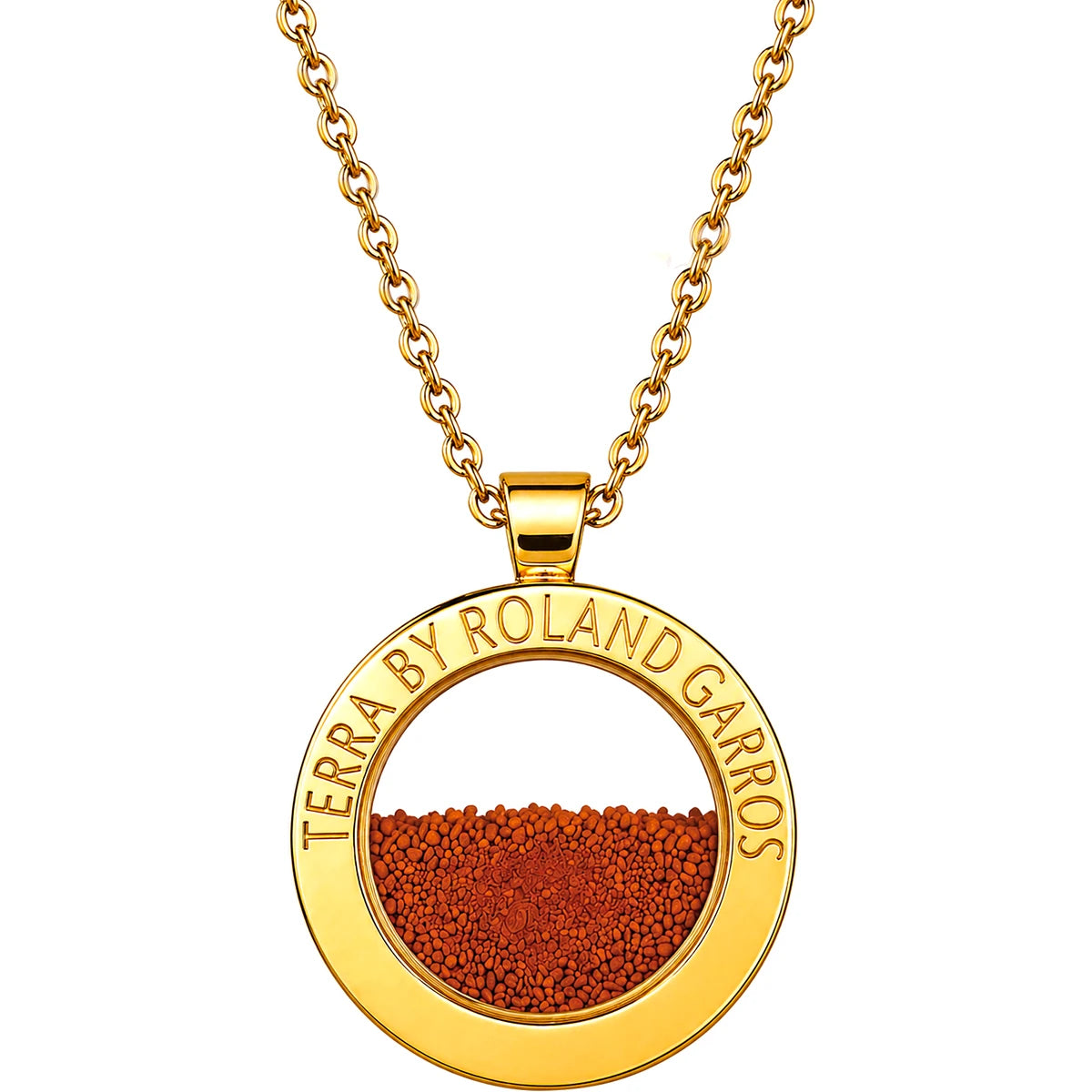 COLLIER ET MEDAILLE TERRA ACCESS ACIER DORE BRILLANT SANS PIERRE GRAND MODELE