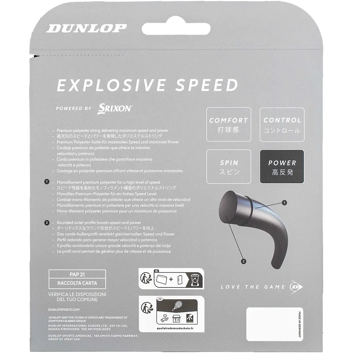 Cordage Dunlop Atp Explosive Speed (12 Mètres)