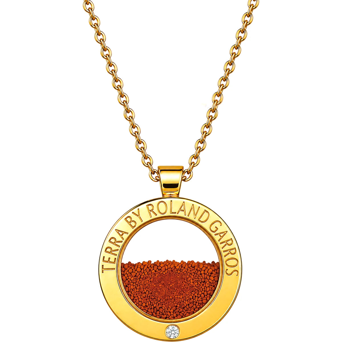 COLLIER ET MEDAILLE TERRA ACCESS ACIER DORE BRILLANT 1 PIERRE PETIT MODELE