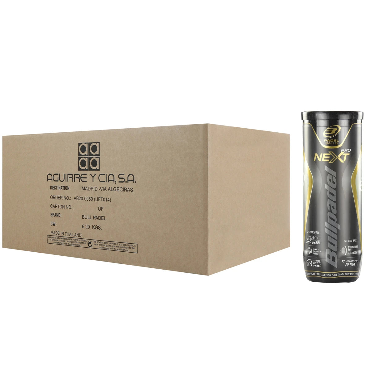 Carton de 24 Tubes de 3 Balles Bullpadel Fip Next Pro