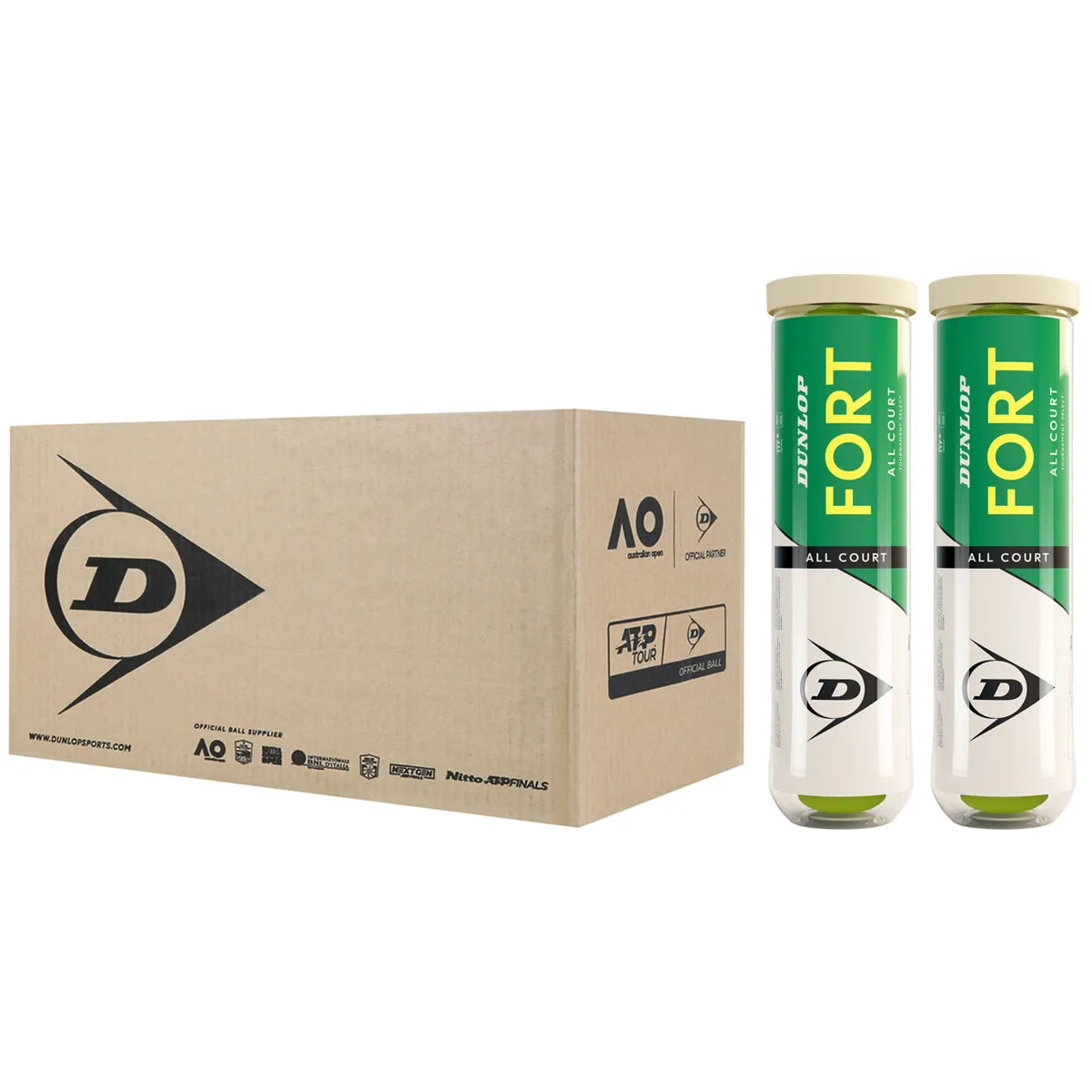 Carton de 9 Bipacks de 4 Balles Dunlop Fort Tournament Select