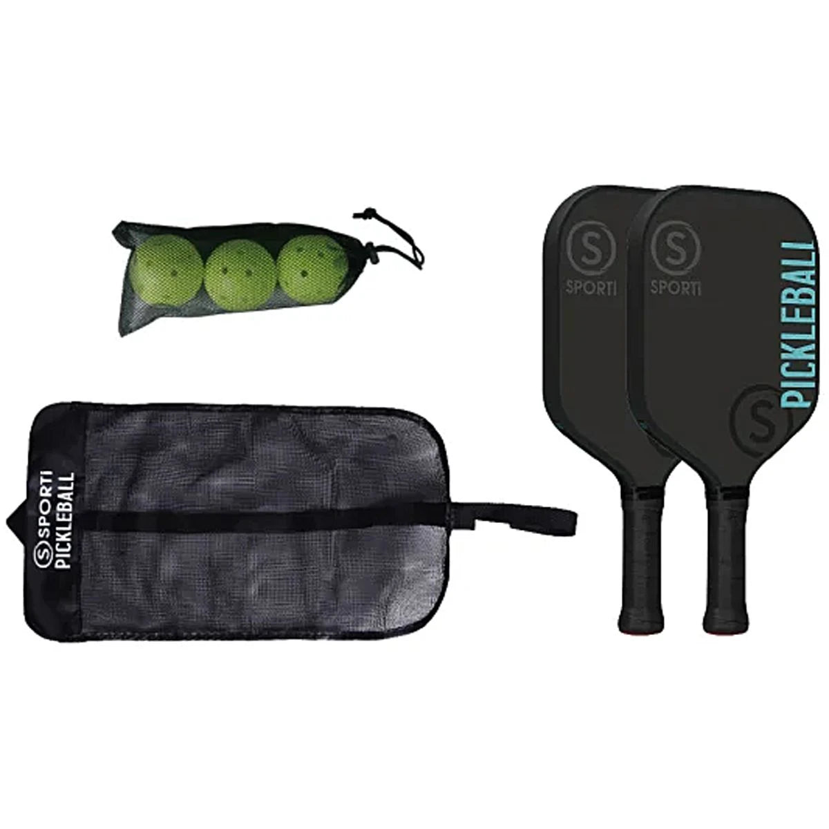 Kit Pickleball Bois Indoor : 2 Raquettes + 3 Balles + 1 Sac de Transport