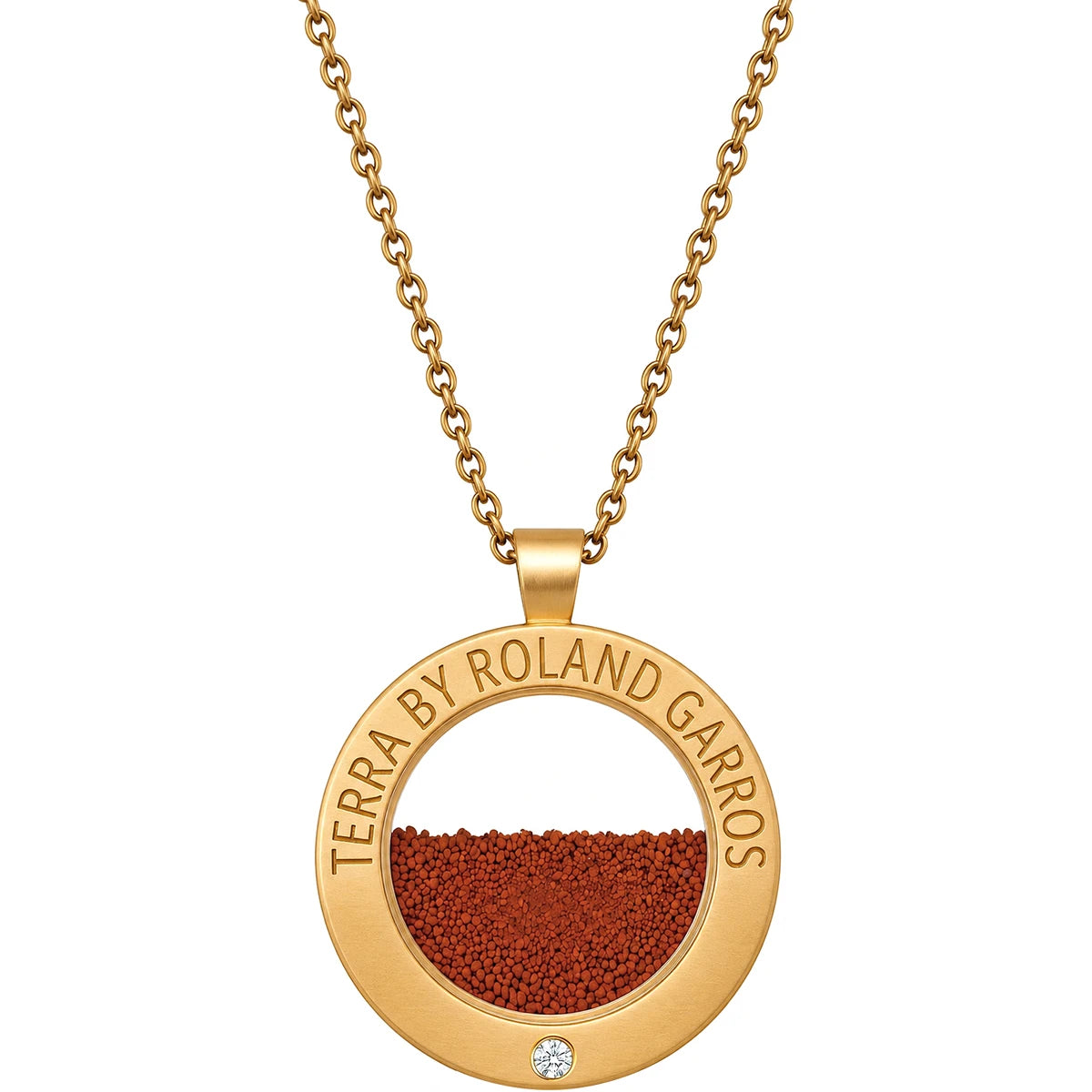 COLLIER ET MEDAILLE TERRA ACCESS ACIER DORE MAT 1 PIERRE PETIT MODELE