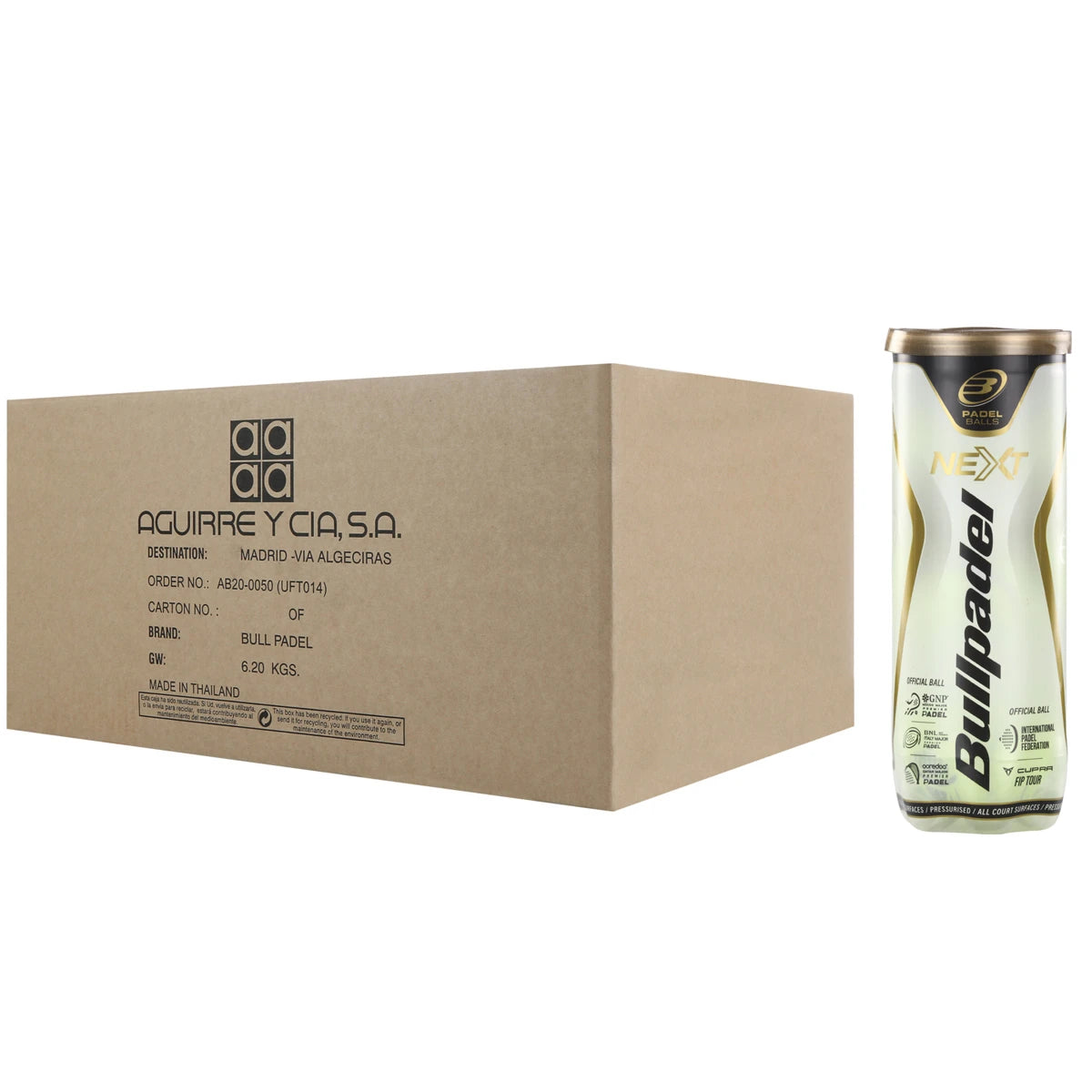 Carton de 24 Tubes de 3 Balles Bullpadel Fip Next