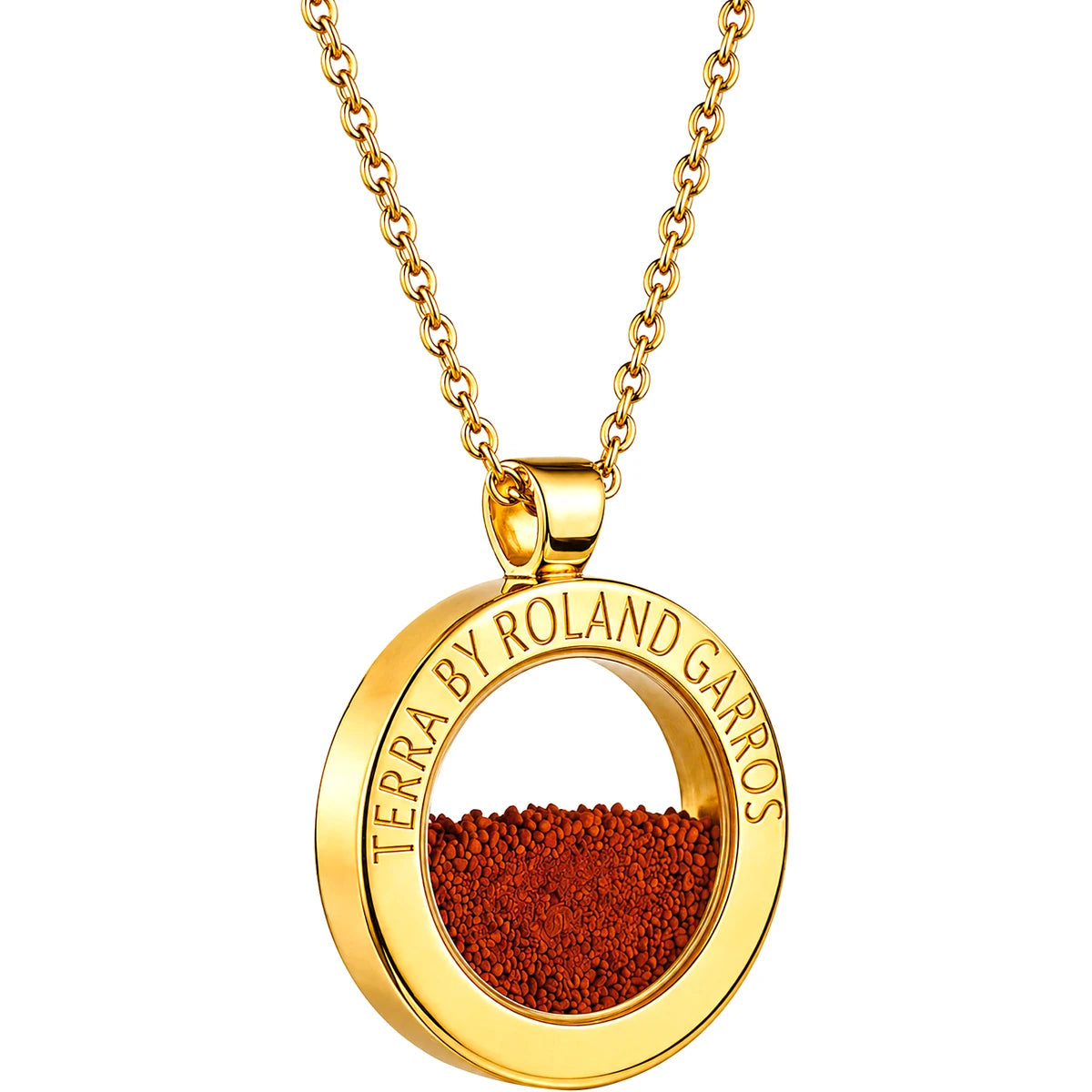 COLLIER ET MEDAILLE TERRA ACCESS ACIER DORE BRILLANT SANS PIERRE GRAND MODELE