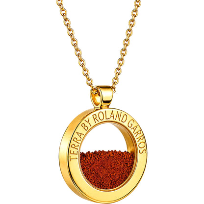 COLLIER ET MEDAILLE TERRA ACCESS ACIER DORE BRILLANT SANS PIERRE GRAND MODELE