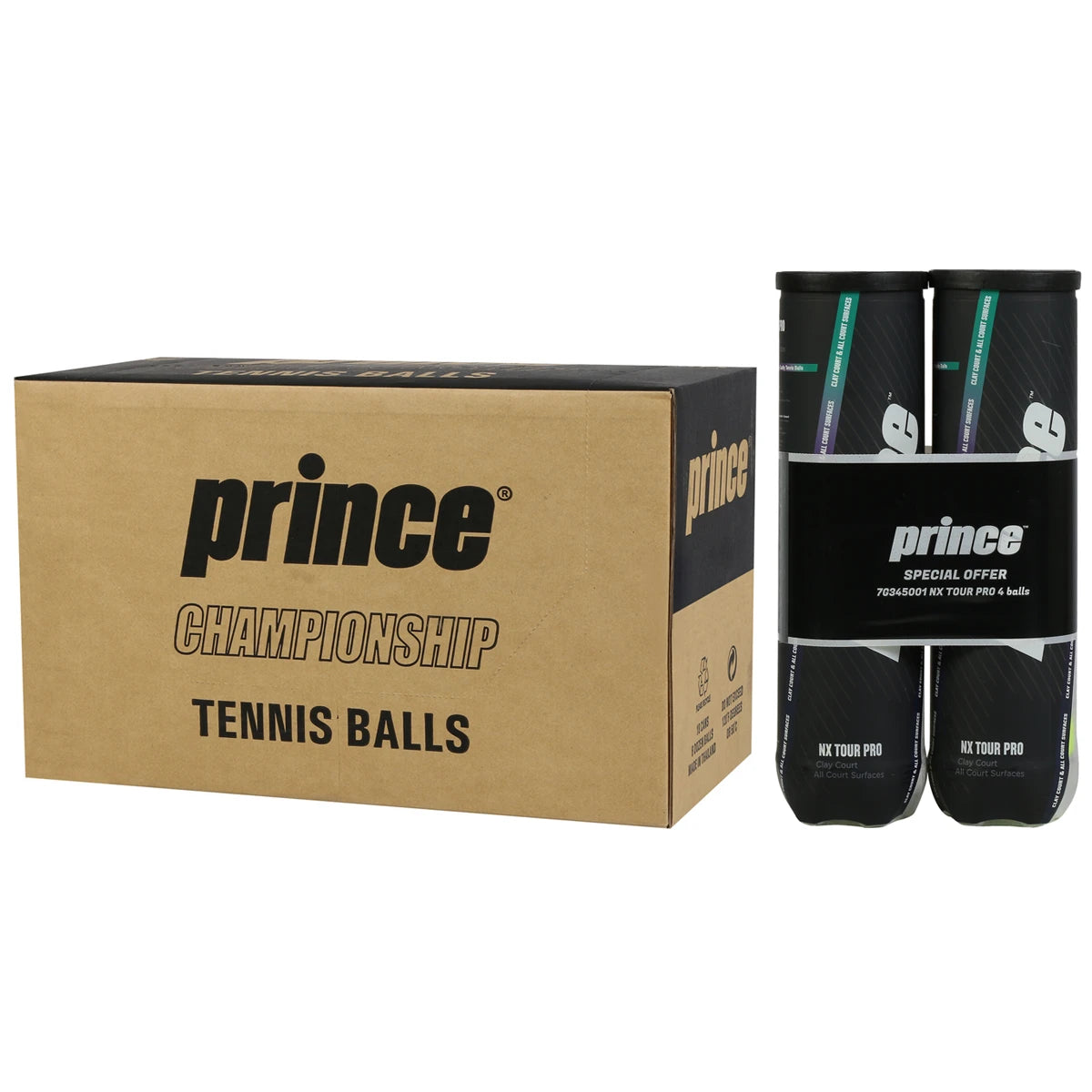 Carton de 9 Bipack de 4 Balles Prince NX Tour