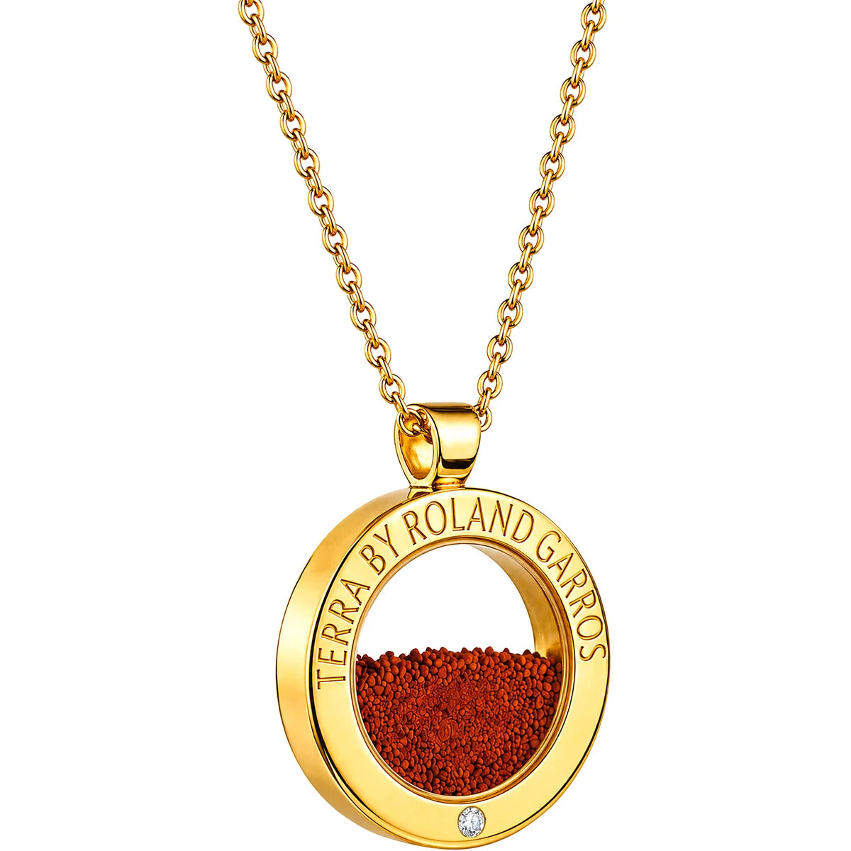 COLLIER ET MEDAILLE TERRA ACCESS ACIER DORE BRILLANT 1 PIERRE PETIT MODELE