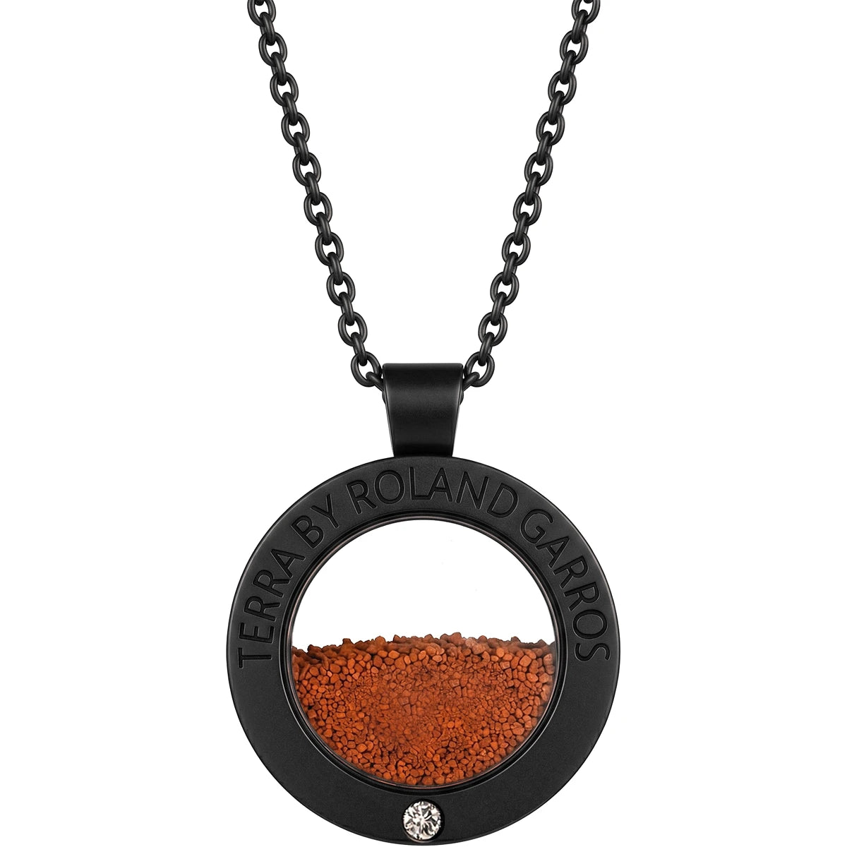 Collier et Medaille Terra Access Acier Noir Mat 1 Pierre Petit Modele