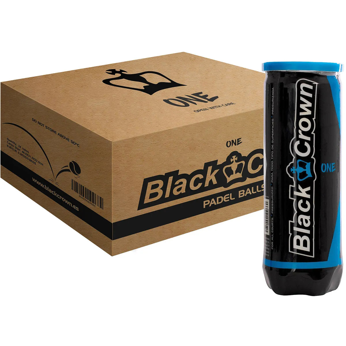 Carton de 24 Tubes de Balles de Padel Black Crown One