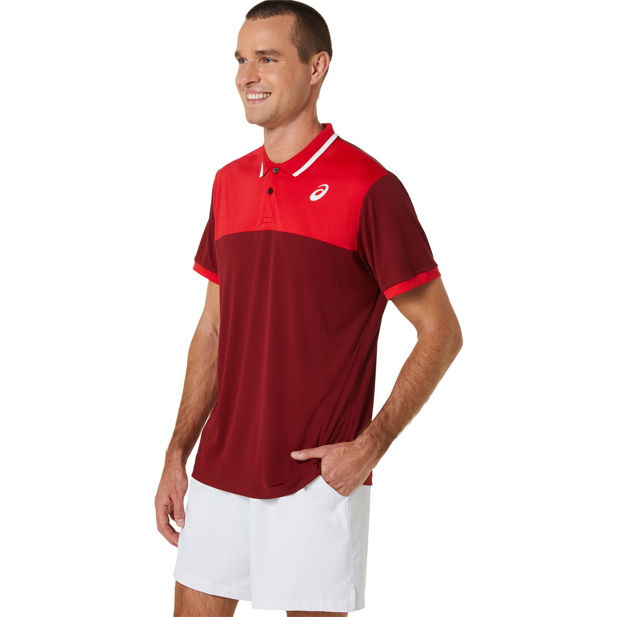 Polo asics rouge deals