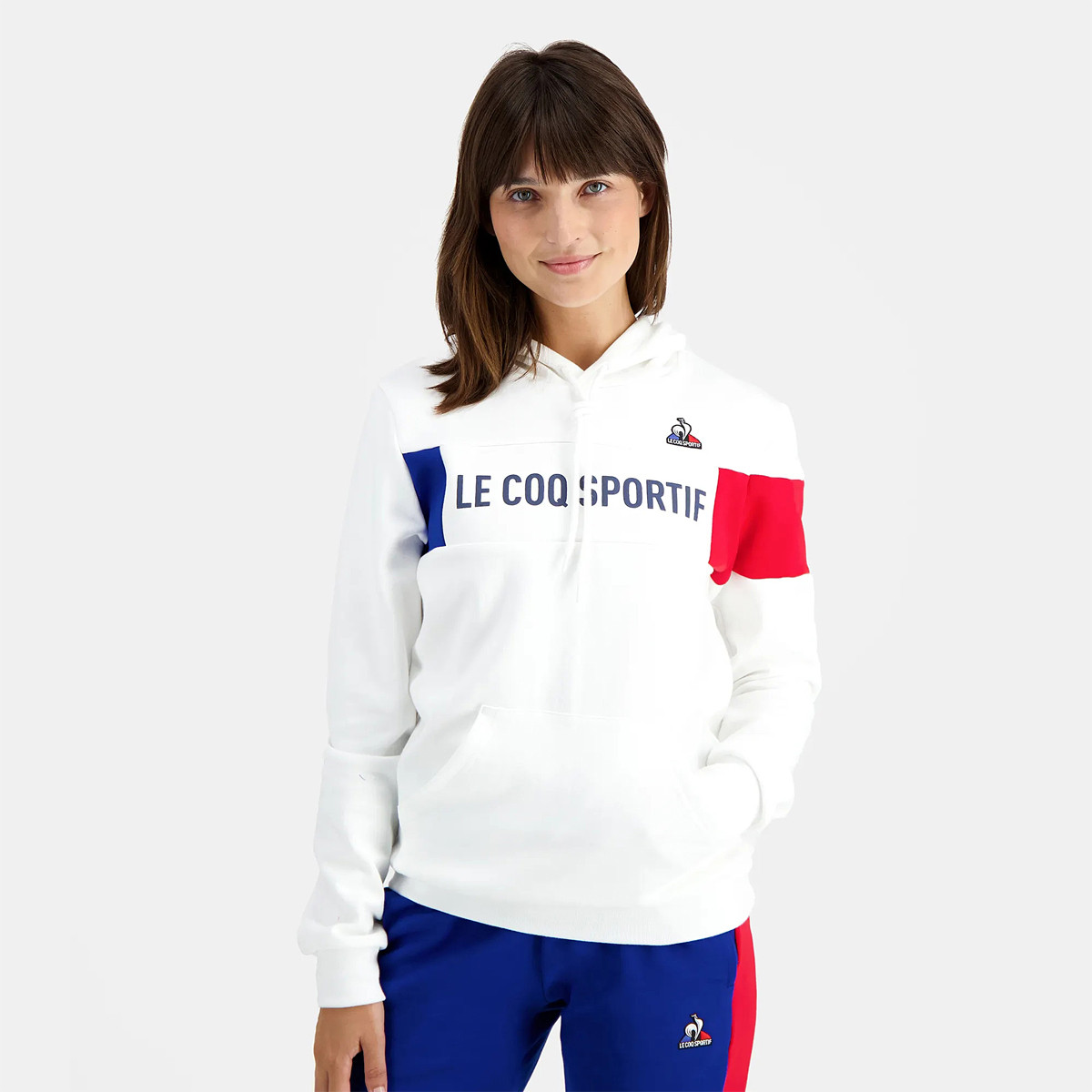 SWEAT LE COQ SPORTIF UNISEXE A CAPUCHE TRICOLORE LE COQ SPORTIF Femme Vetements Tennispro