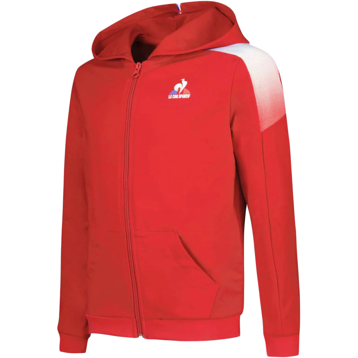 SWEAT LE COQ SPORTIF JUNIOR A CAPUCHE TRICOLORE FULL ZIP LE COQ SPORTIF Junior Vetements Tennispro