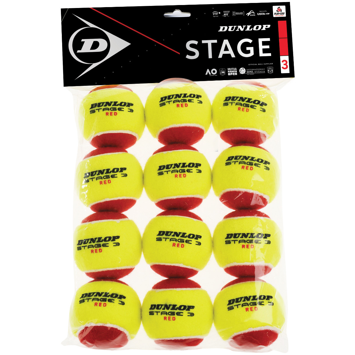 SACHET DE 12 BALLES DUNLOP MINI TENNIS STAGE 3