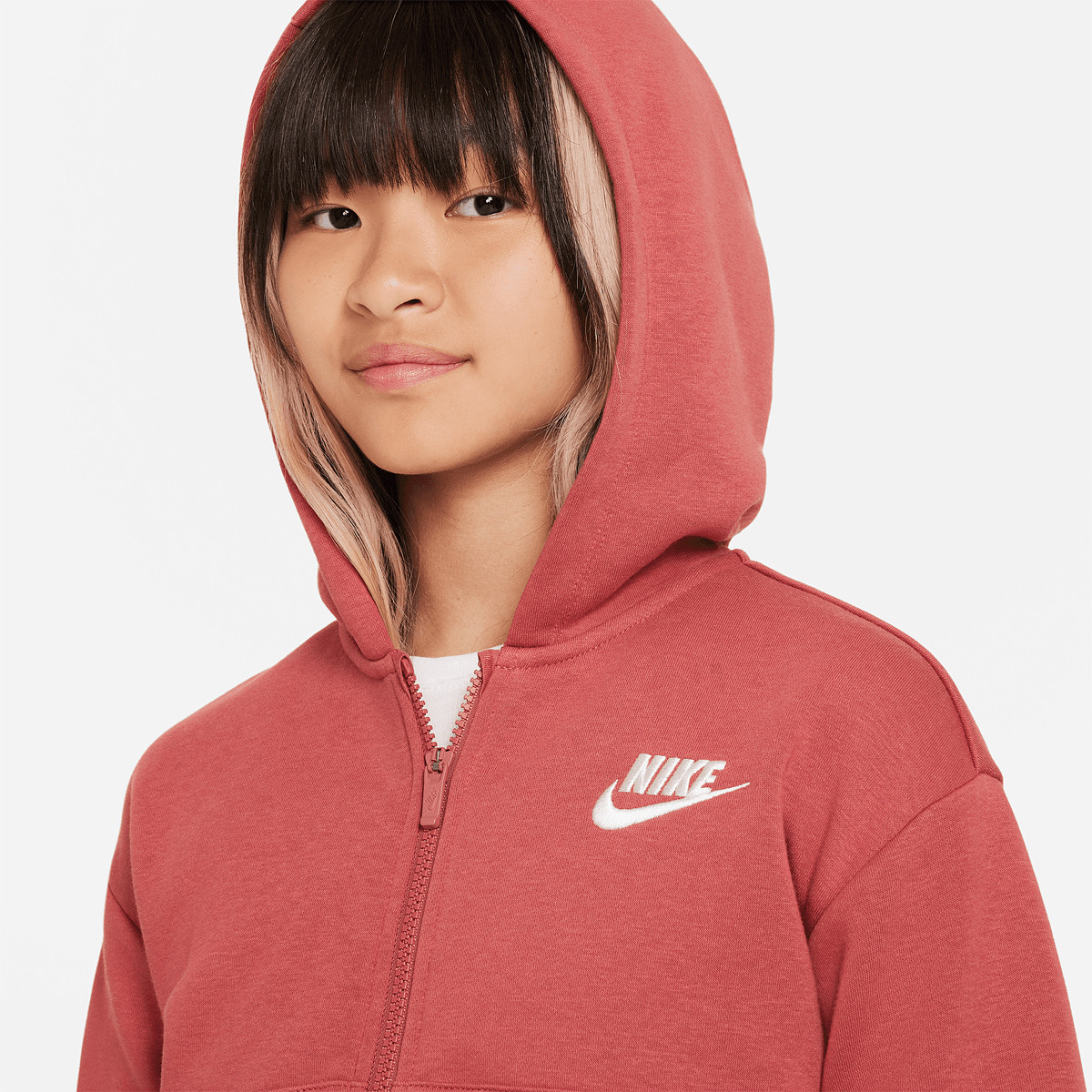 SWEAT NIKE JUNIOR FILLE SPORTSWEAR CLUB FLEECE FULL ZIP A CAPUCHE NIKE Junior Vetements Tennispro