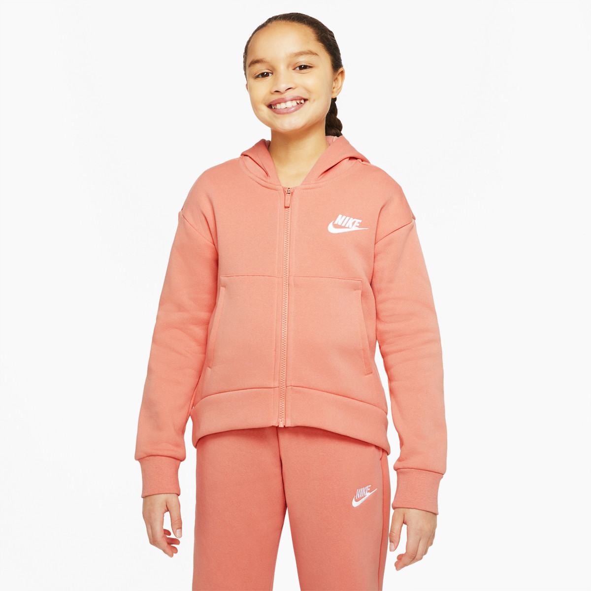 SWEAT NIKE JUNIOR FILLE SPORTSWEAR CLUB FLEECE FULL ZIP A CAPUCHE