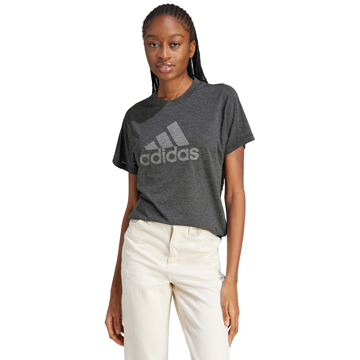 T shirt adidas femme gris sales
