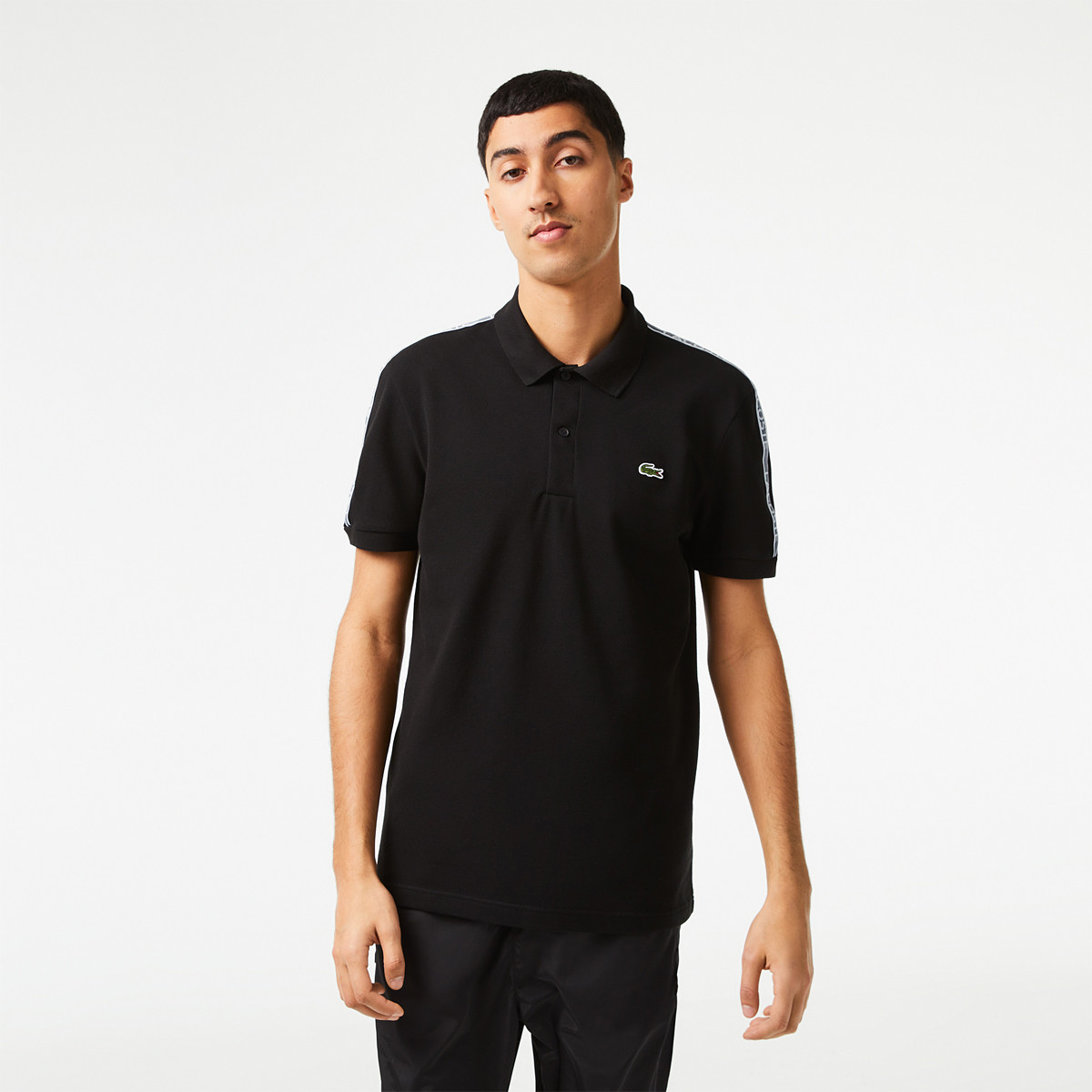 Polo noir discount lacoste homme