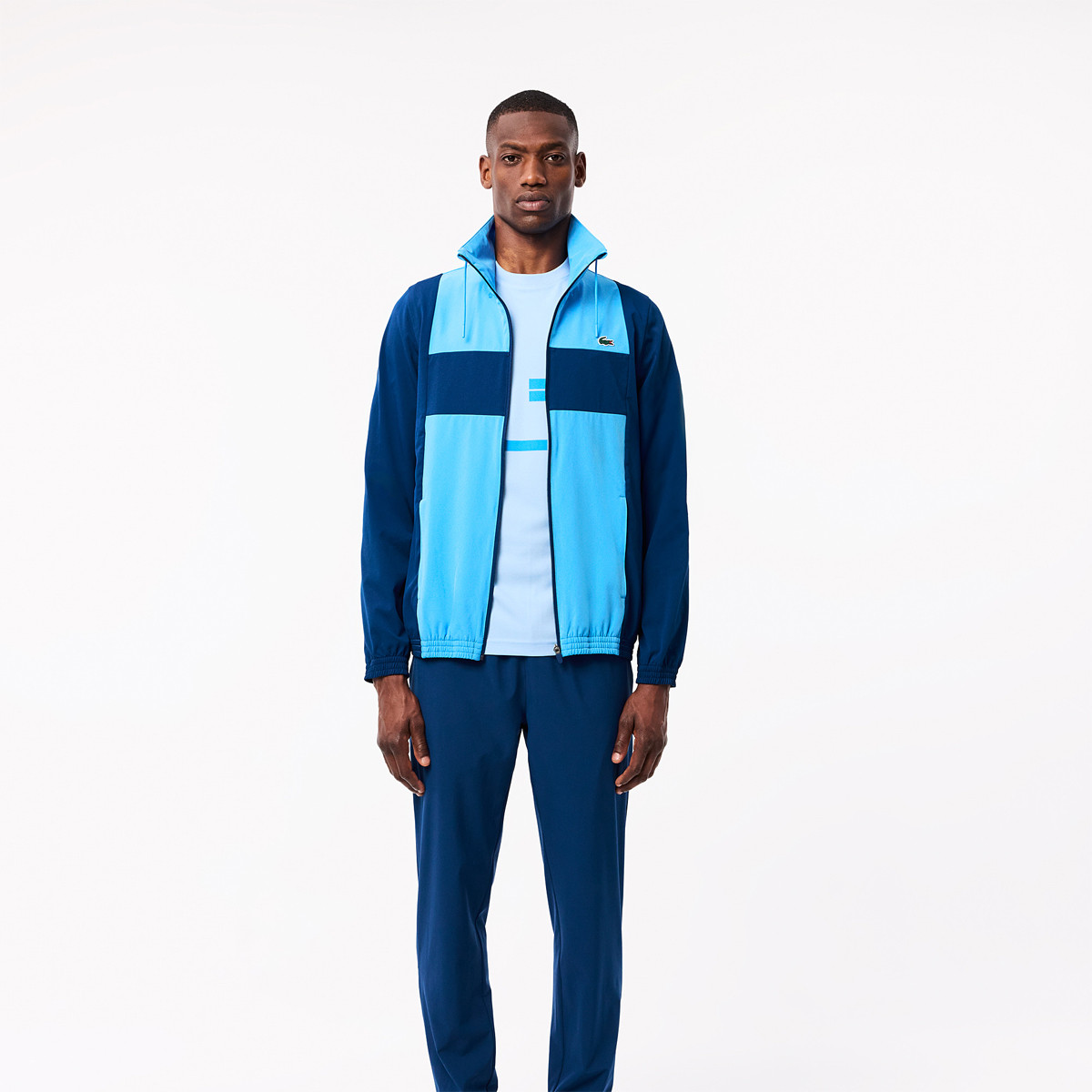 Survetement lacoste bleu marine orange on sale
